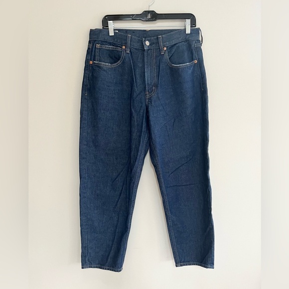 GAP Denim - Gap Denim High Rise Barrel Ankle Length Jeans in Dark Indigo Blue, size 28/6R